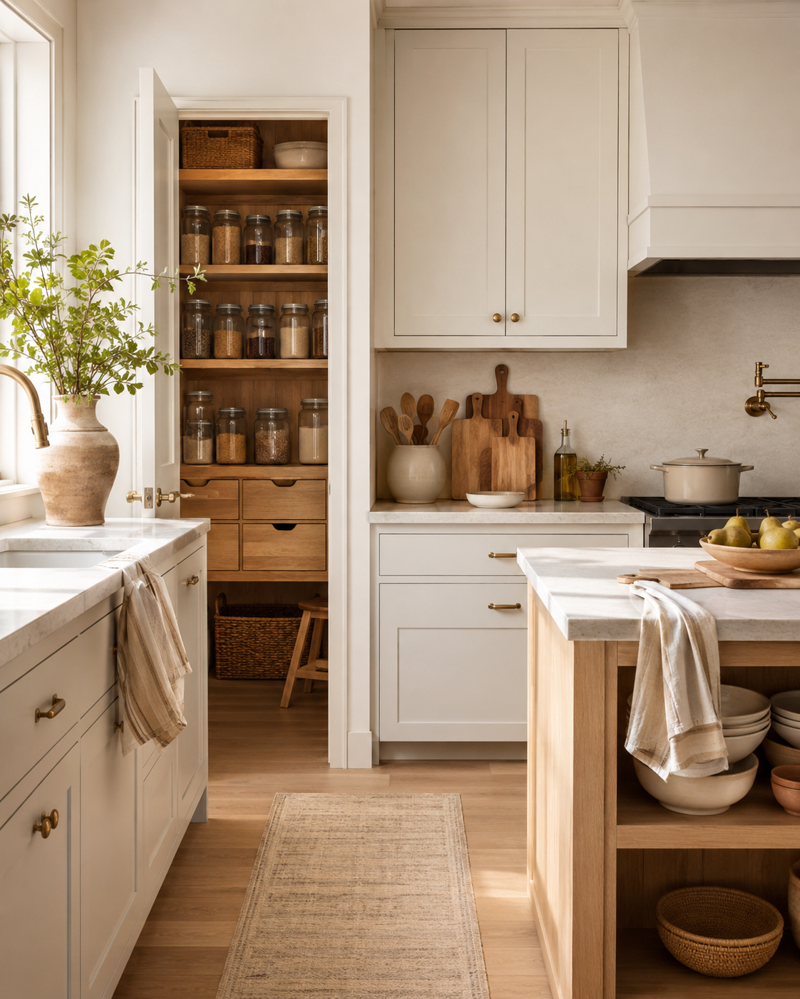 Warm organized modern kitchen